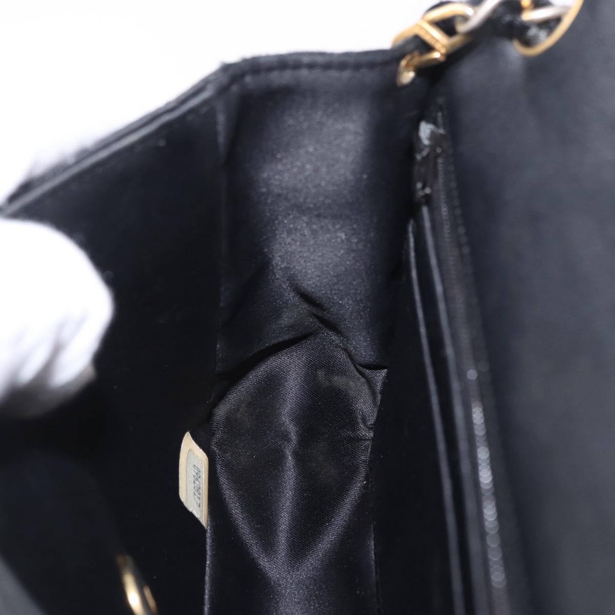 CHANEL Mini Matelasse 17 Chain Shoulder Bag Satin Black Gold CC Auth 200781A