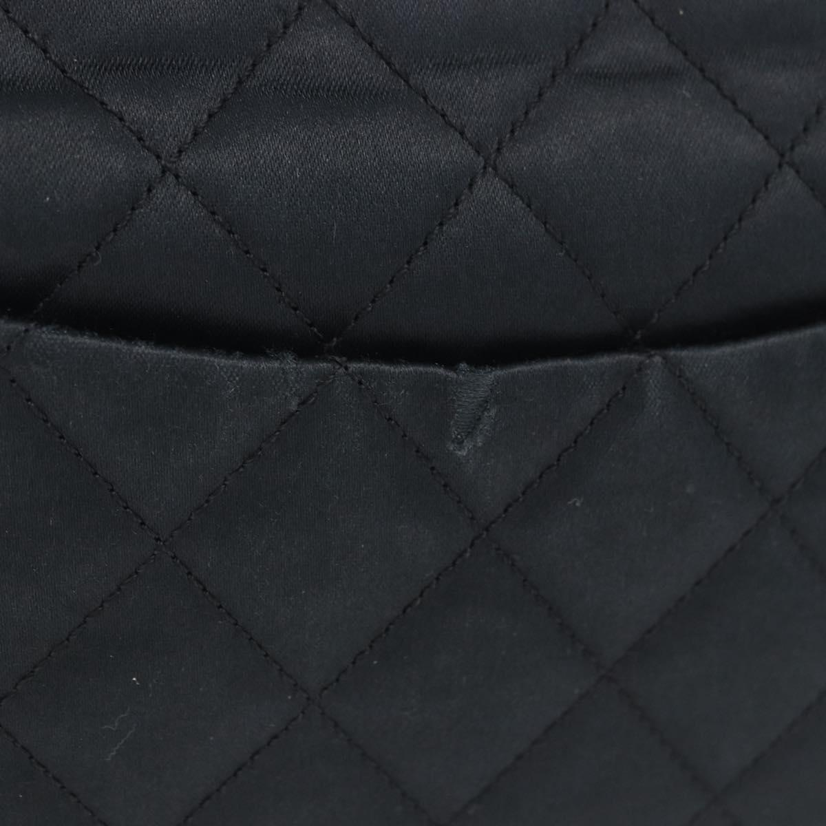CHANEL Mini Matelasse 17 Chain Shoulder Bag Satin Black Gold CC Auth 200781A