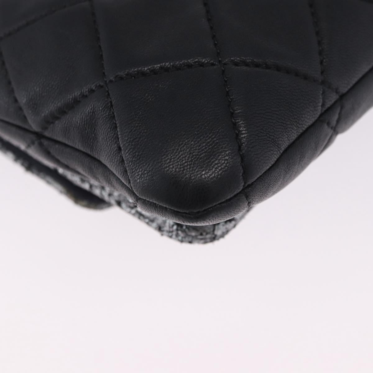 CHANEL Matelasse Chain Shoulder Bag Lamb Skin Black Silver CC Auth 200782V