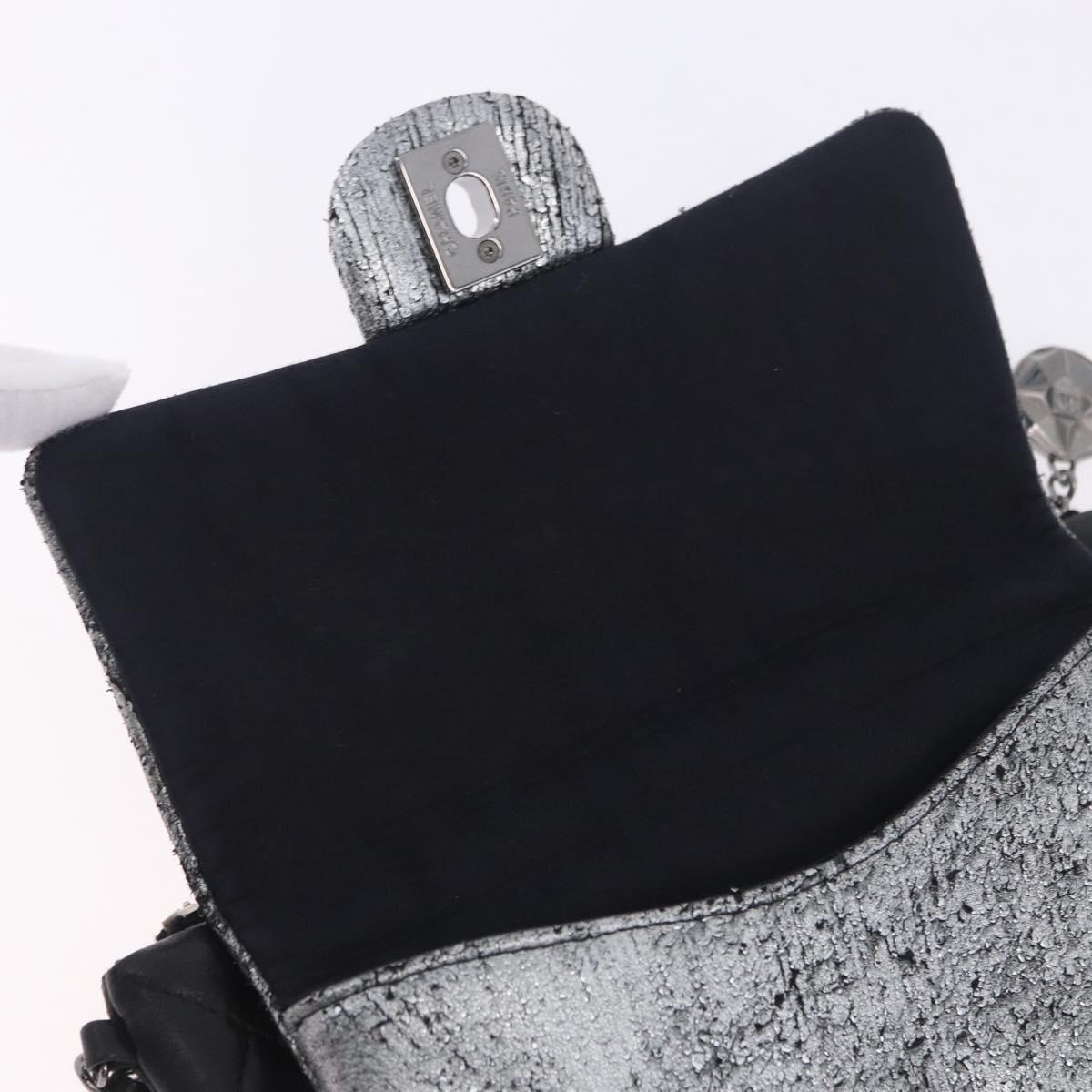 CHANEL Matelasse Chain Shoulder Bag Lamb Skin Black Silver CC Auth 200782V