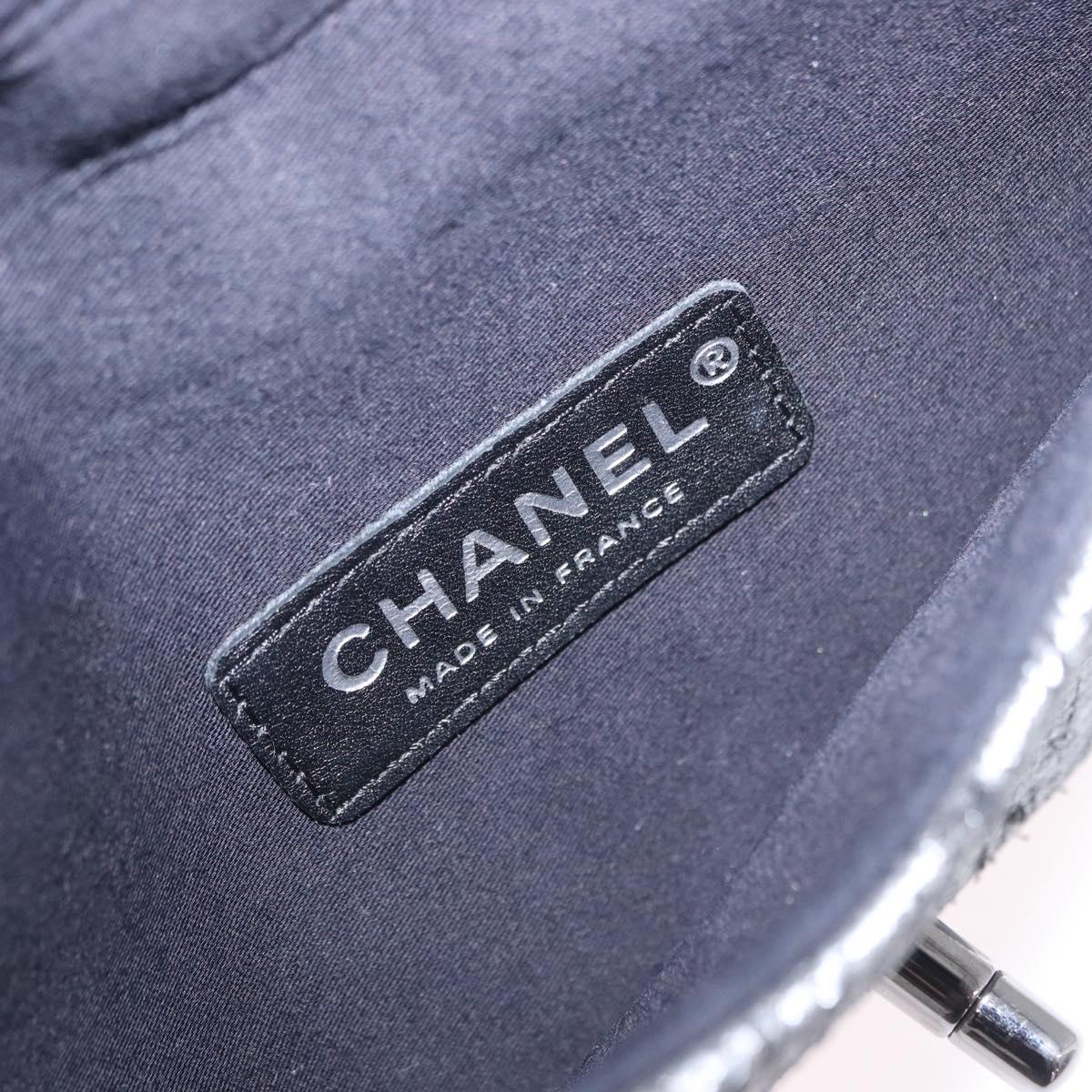 CHANEL Matelasse Chain Shoulder Bag Lamb Skin Black Silver CC Auth 200782V