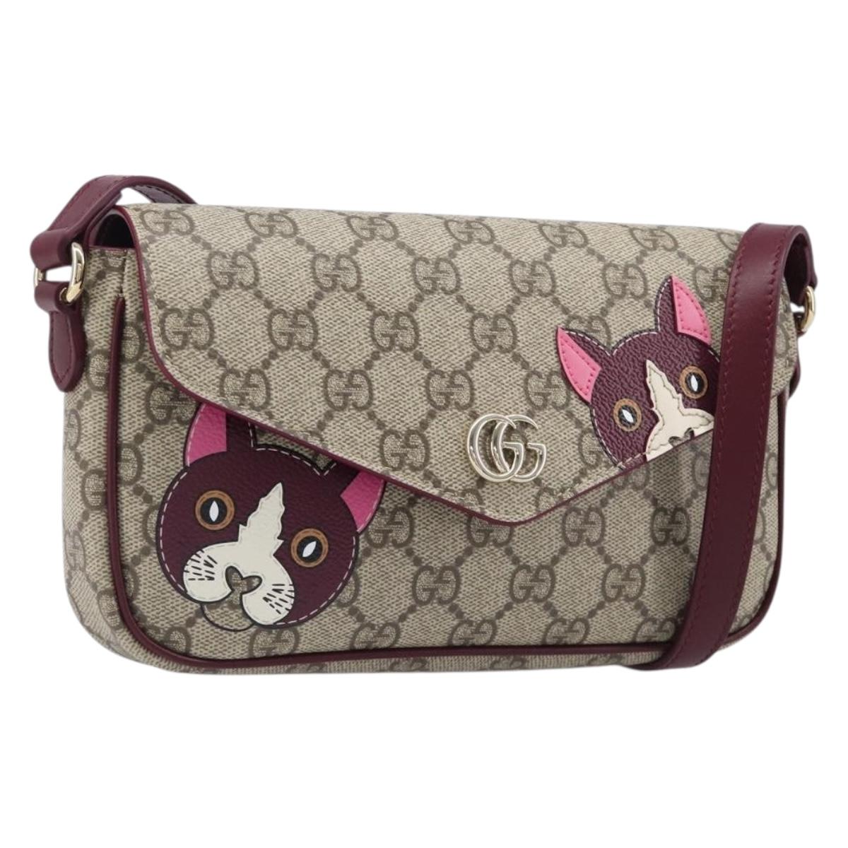 GUCCI GG Supreme Shoulder Bag PVC Beige Gold 818764 Auth 200784M
