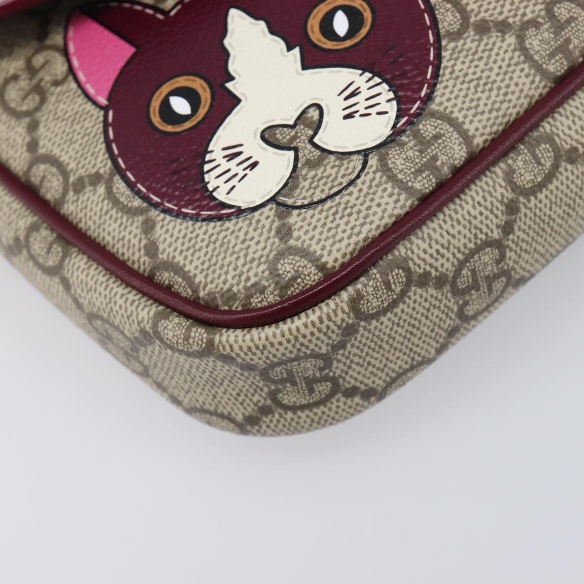 GUCCI GG Supreme Shoulder Bag PVC Beige Gold 818764 Auth 200784M