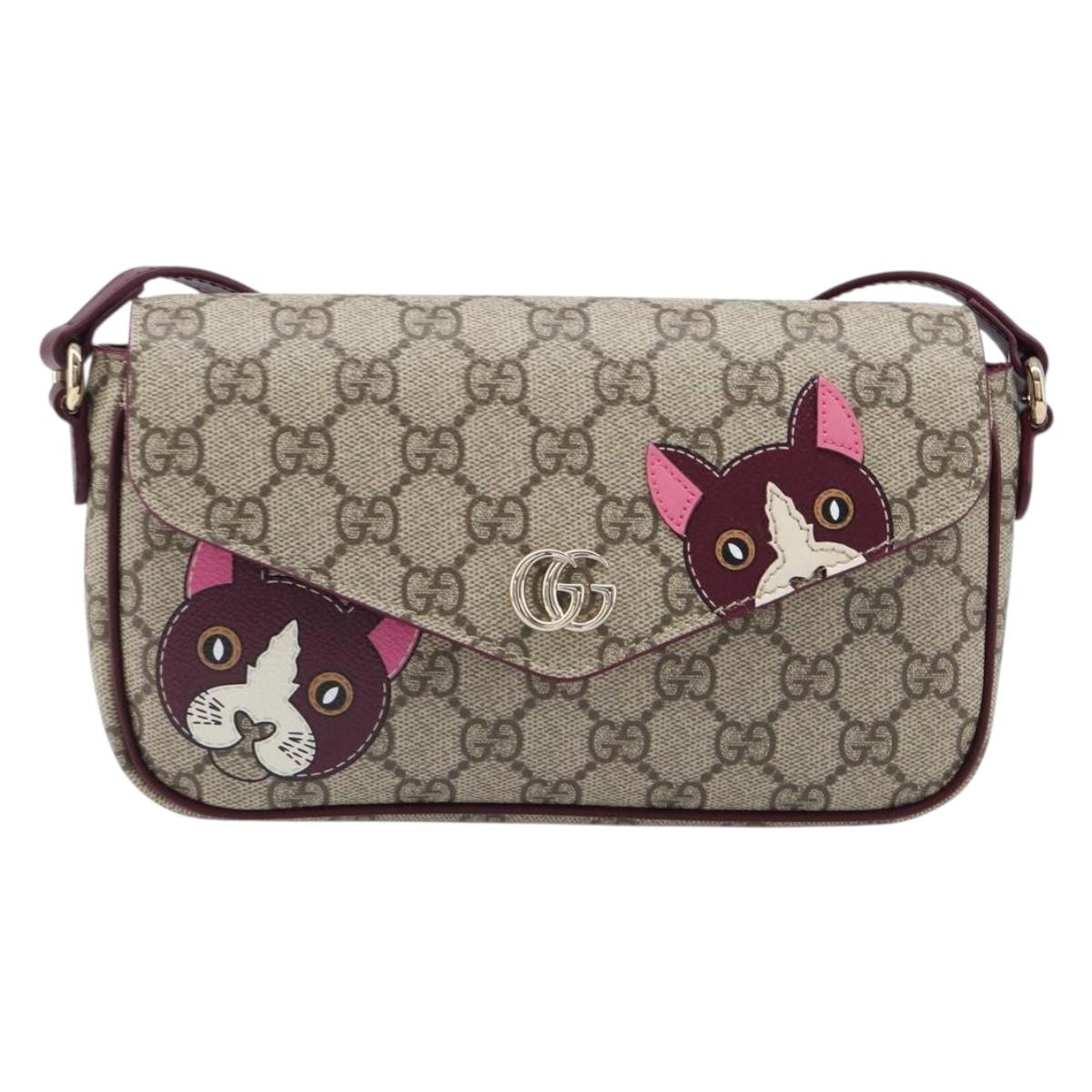 GUCCI GG Supreme Shoulder Bag PVC Beige Gold 818764 Auth 200784M