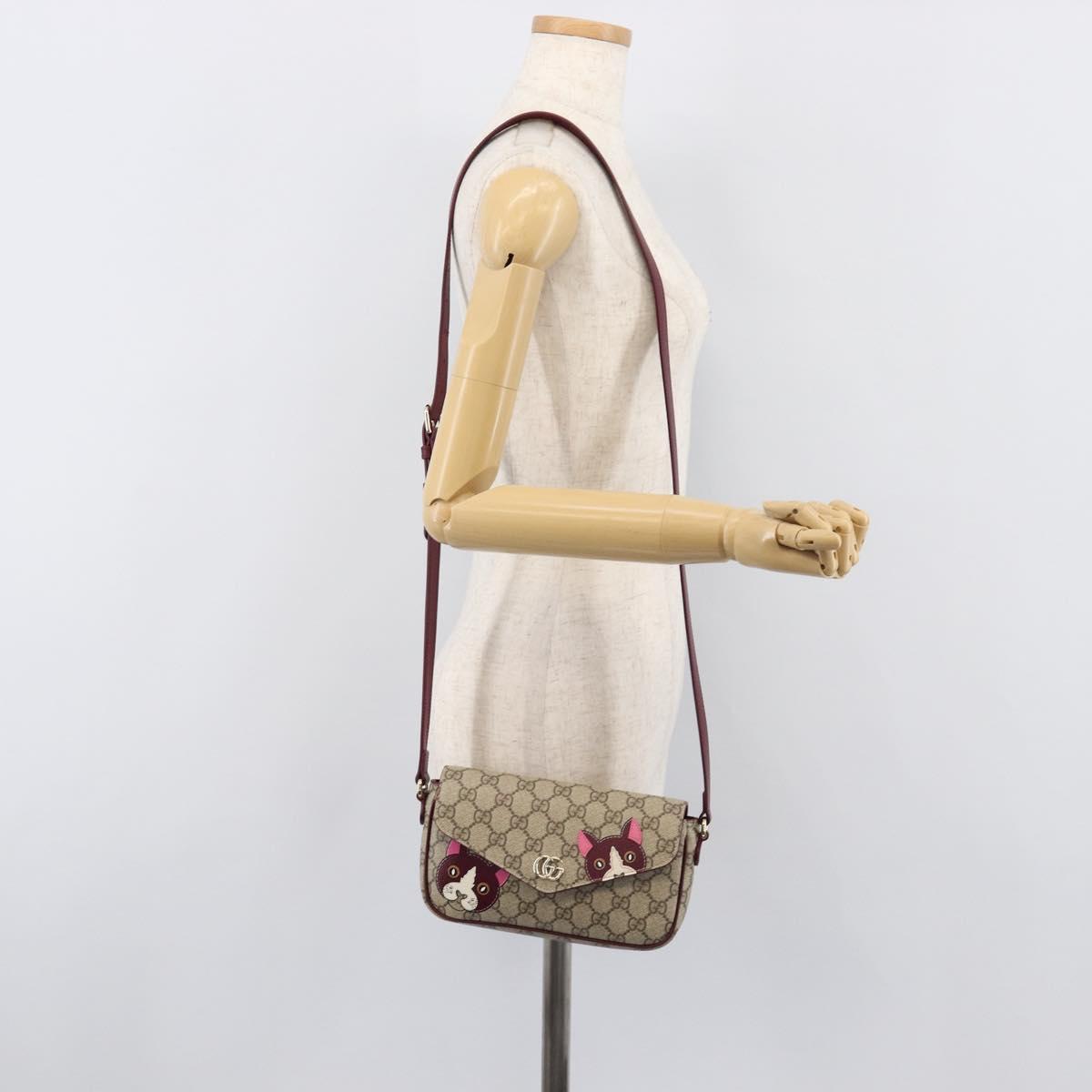 GUCCI GG Supreme Shoulder Bag PVC Beige Gold 818764 Auth 200784M