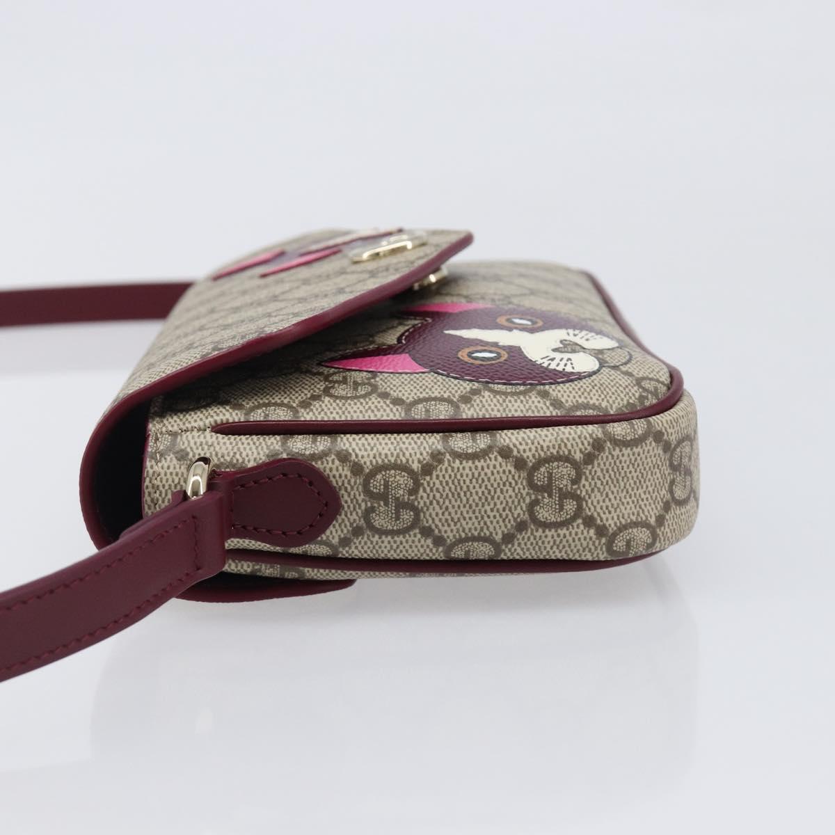 GUCCI GG Supreme Shoulder Bag PVC Beige Gold 818764 Auth 200784M