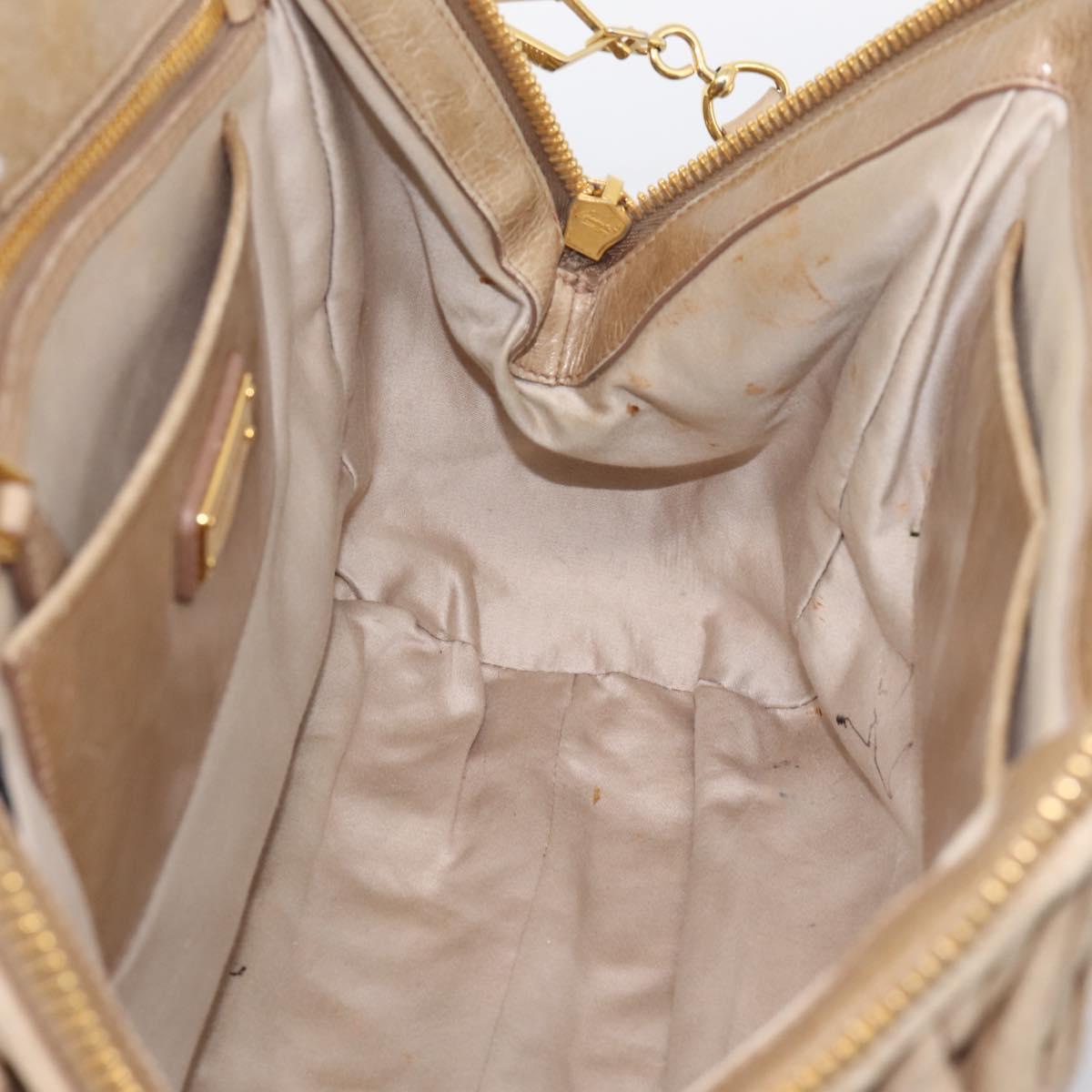 Miu Miu Matelasse Hand Bag Leather 2way Beige Gold Tone Auth 200801V