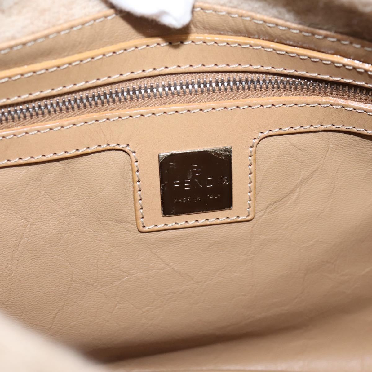 FENDI Mamma Baguette Shoulder Bag Wool Beige Silver Auth 200802V