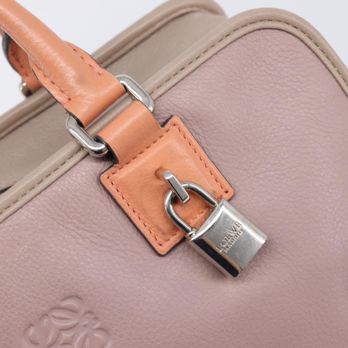 LOEWE Amazona 28 Hand Bag Leather Pink Silver Auth 200805V
