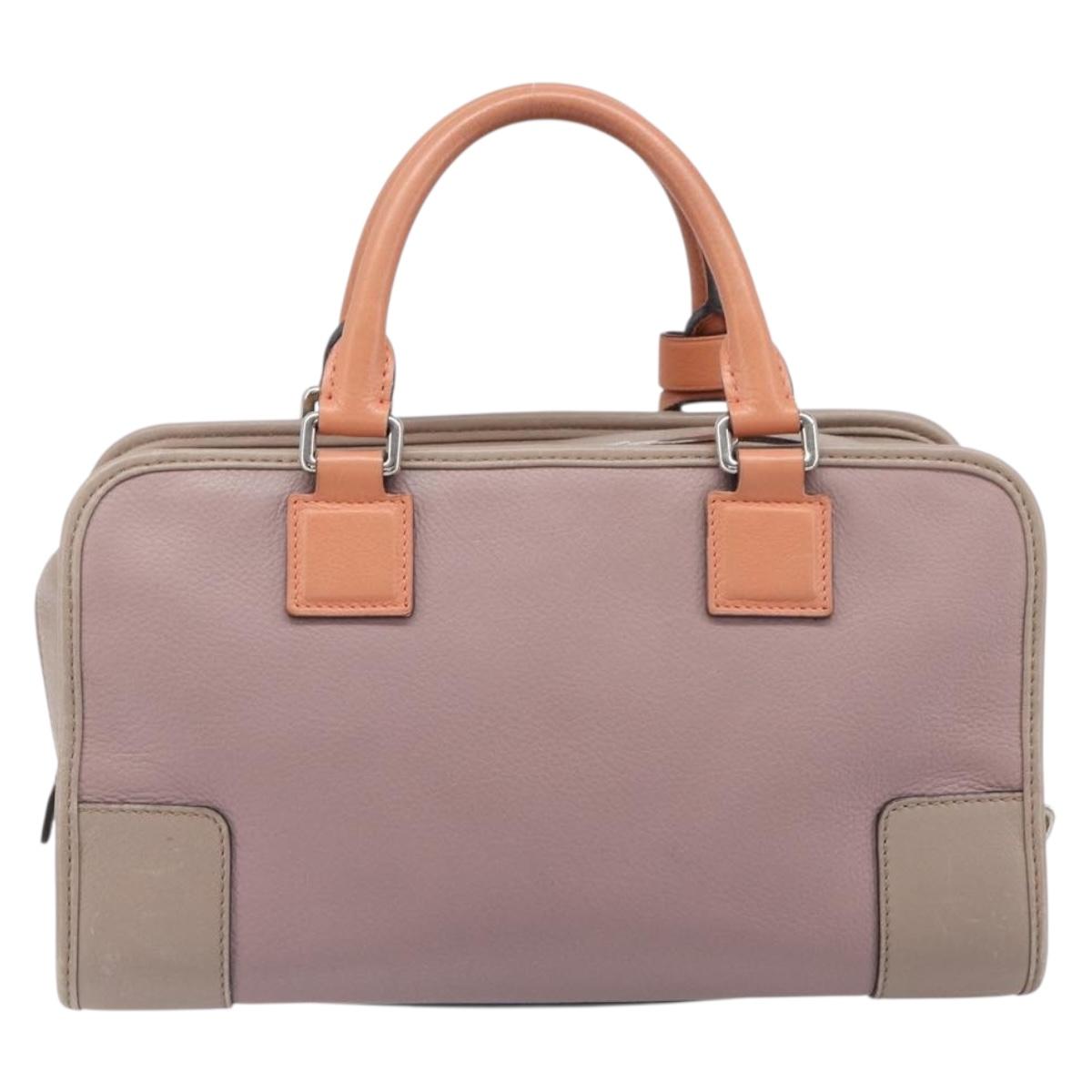 LOEWE Amazona 28 Hand Bag Leather Pink Silver Auth 200805V