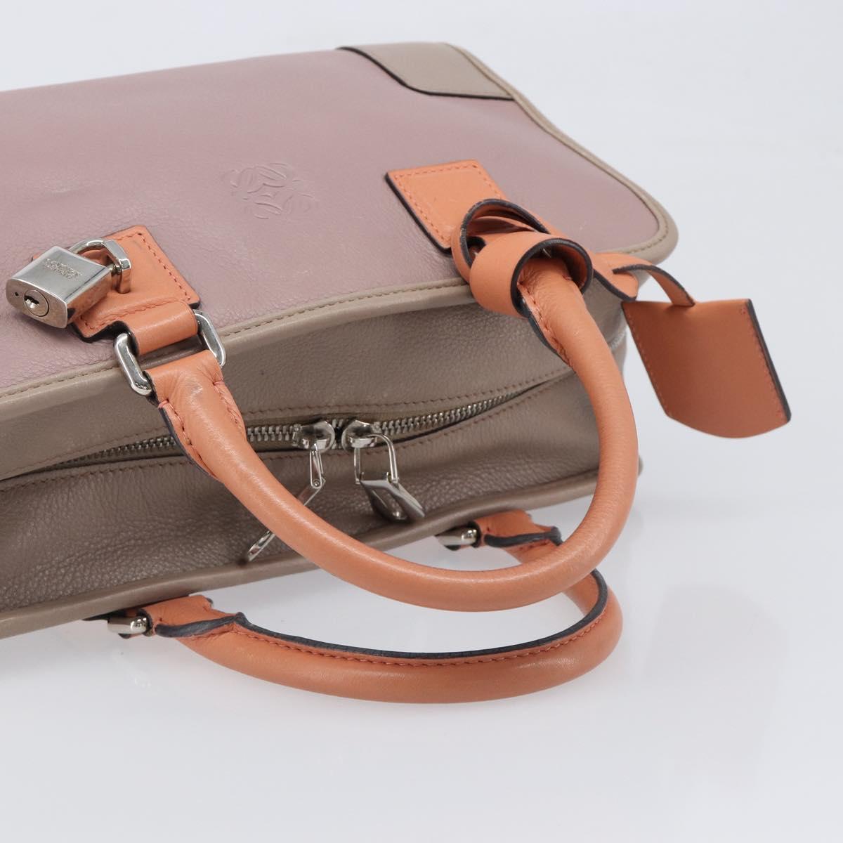 LOEWE Amazona 28 Hand Bag Leather Pink Silver Auth 200805V