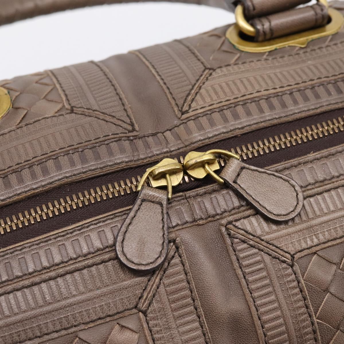BOTTEGA VENETA INTRECCIATO Boston Bag Leather Brown Gold 162194 Auth 200806V