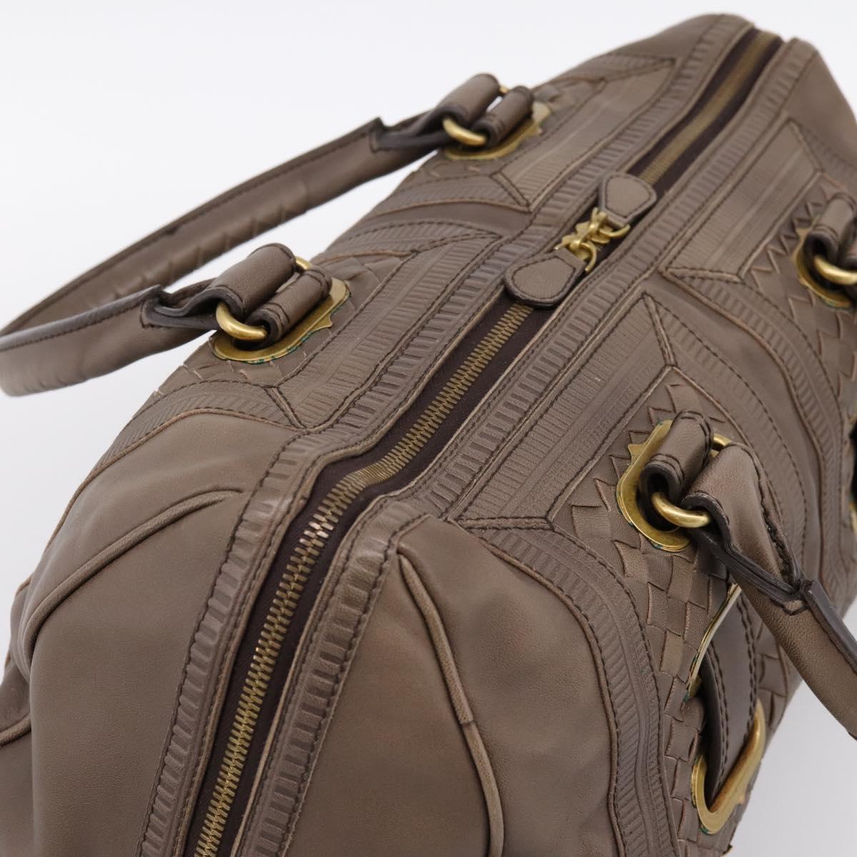 BOTTEGA VENETA INTRECCIATO Boston Bag Leather Brown Gold 162194 Auth 200806V