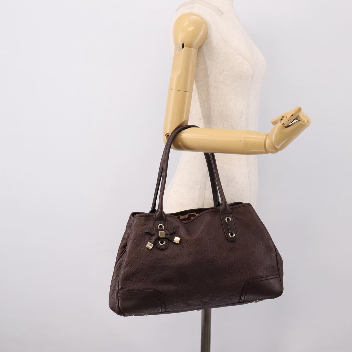 GUCCI GuccissimaGG Tote Bag Leather Dark Brown Gold Tone 163805 Auth 200808V