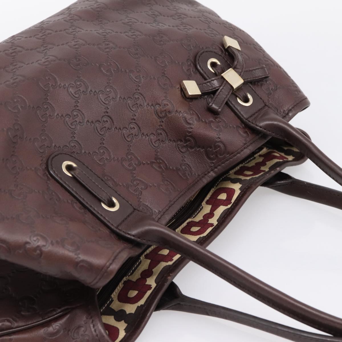 GUCCI GuccissimaGG Tote Bag Leather Dark Brown Gold Tone 163805 Auth 200808V