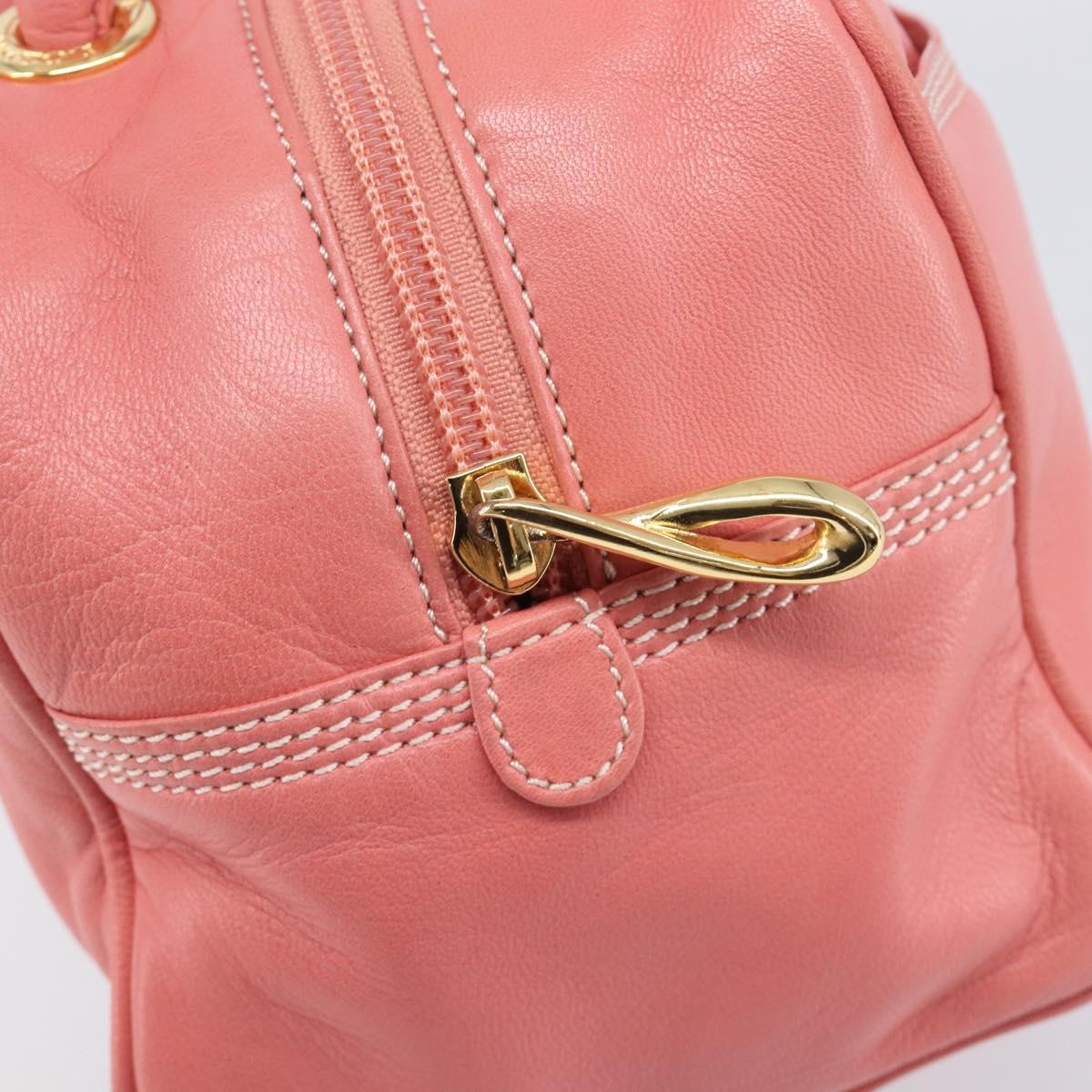 LOEWE Hand Bag Leather Pink Gold Tone Auth 200810V