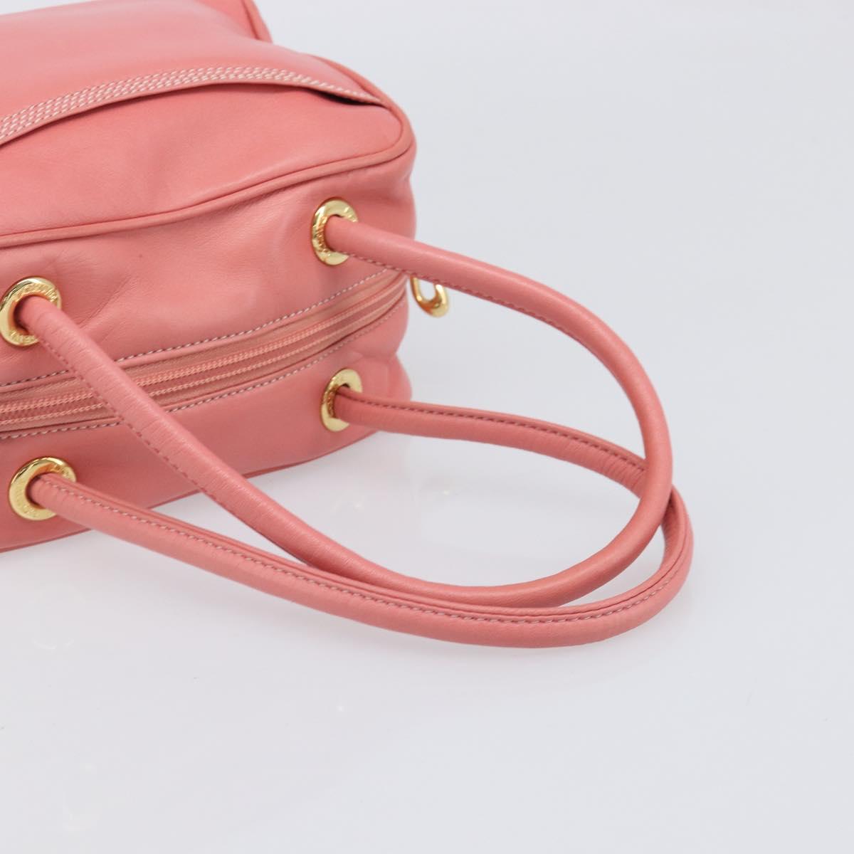 LOEWE Hand Bag Leather Pink Gold Tone Auth 200810V