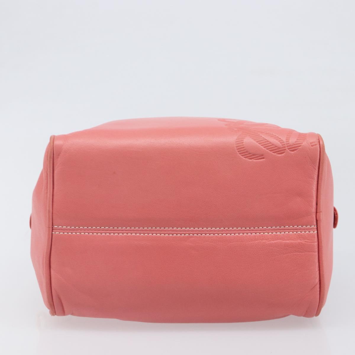 LOEWE Hand Bag Leather Pink Gold Tone Auth 200810V