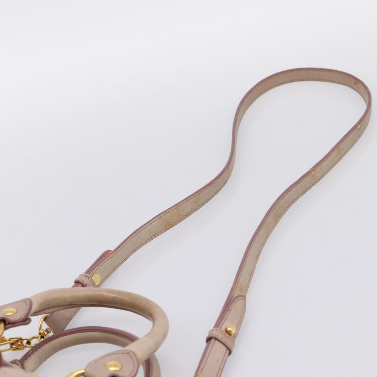 Miu Miu Vitellolux Hand Bag Leather 2way Beige Gold Tone Auth 200811