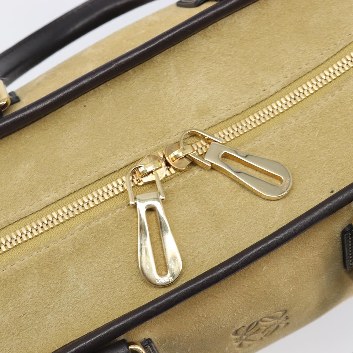 LOEWE Americana 28 Hand Bag Suede Beige Gold Tone Auth 200812V