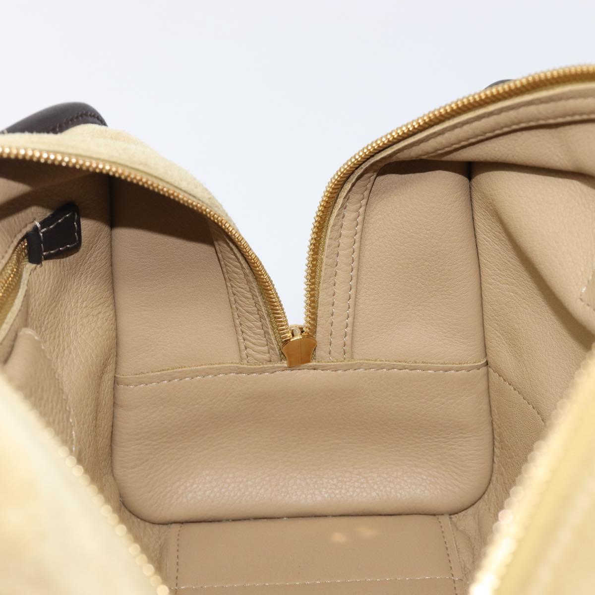 LOEWE Americana 28 Hand Bag Suede Beige Gold Tone Auth 200812V