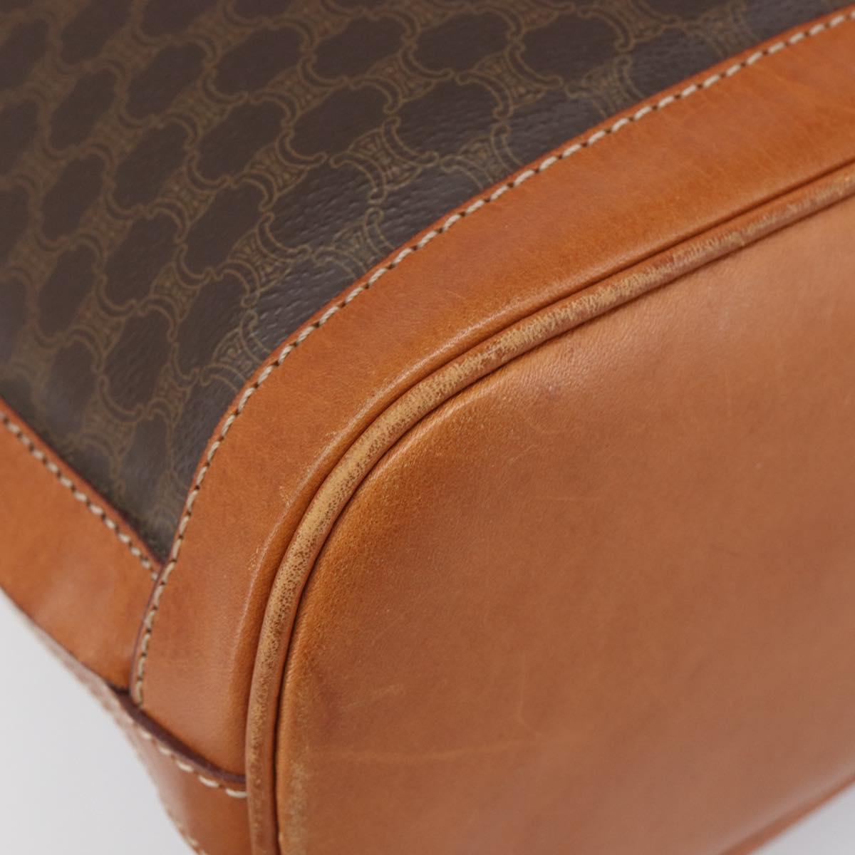 CELINE Macadam Shoulder Bag PVC Leather Brown Gold Tone Auth 200814A