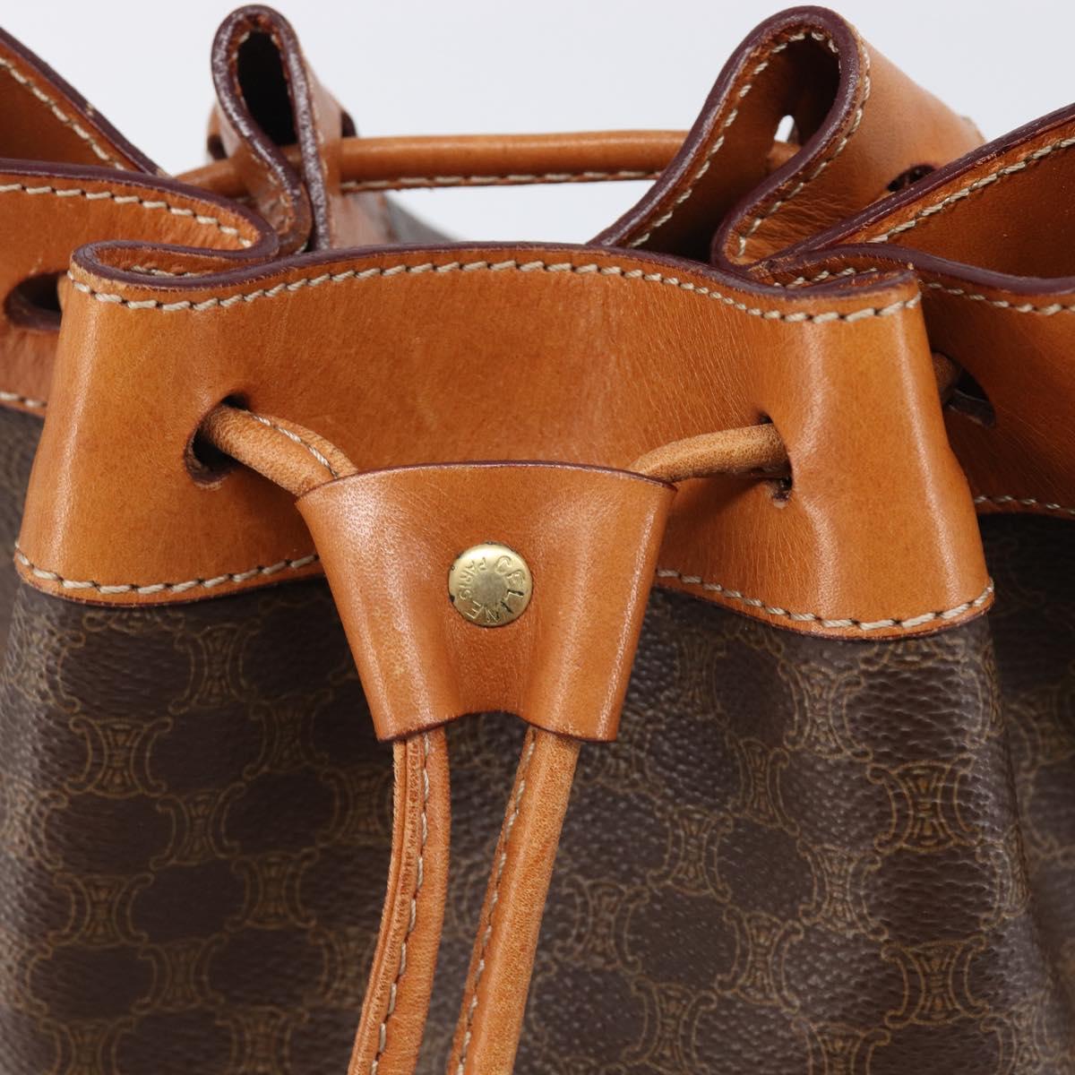 CELINE Macadam Shoulder Bag PVC Leather Brown Gold Tone Auth 200814A