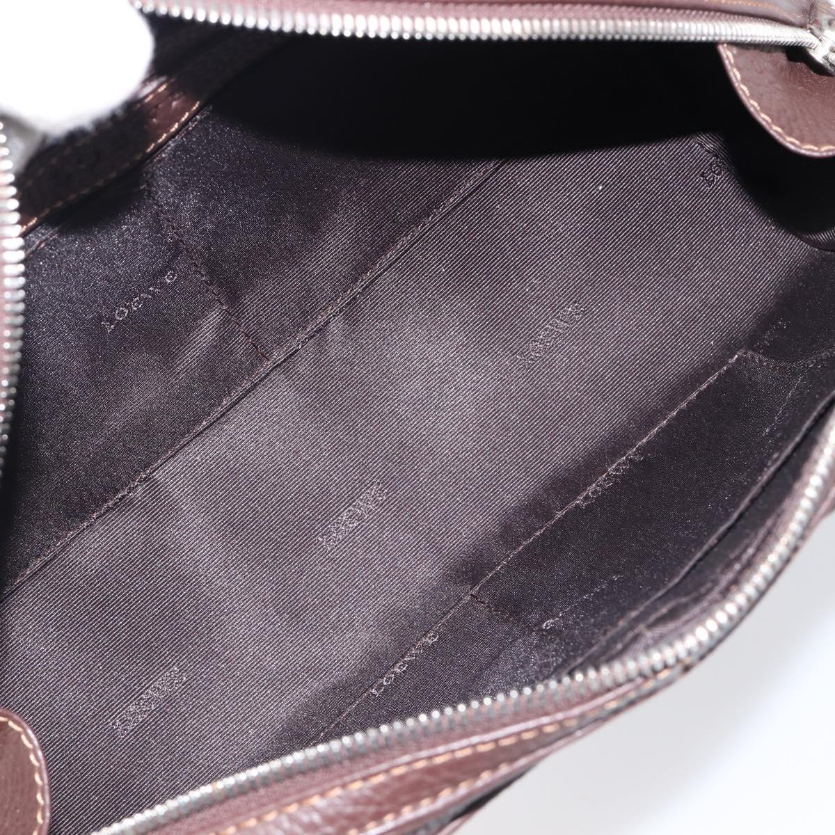 LOEWE Sender Hand Bag Leather Brown Silver Auth 200818V