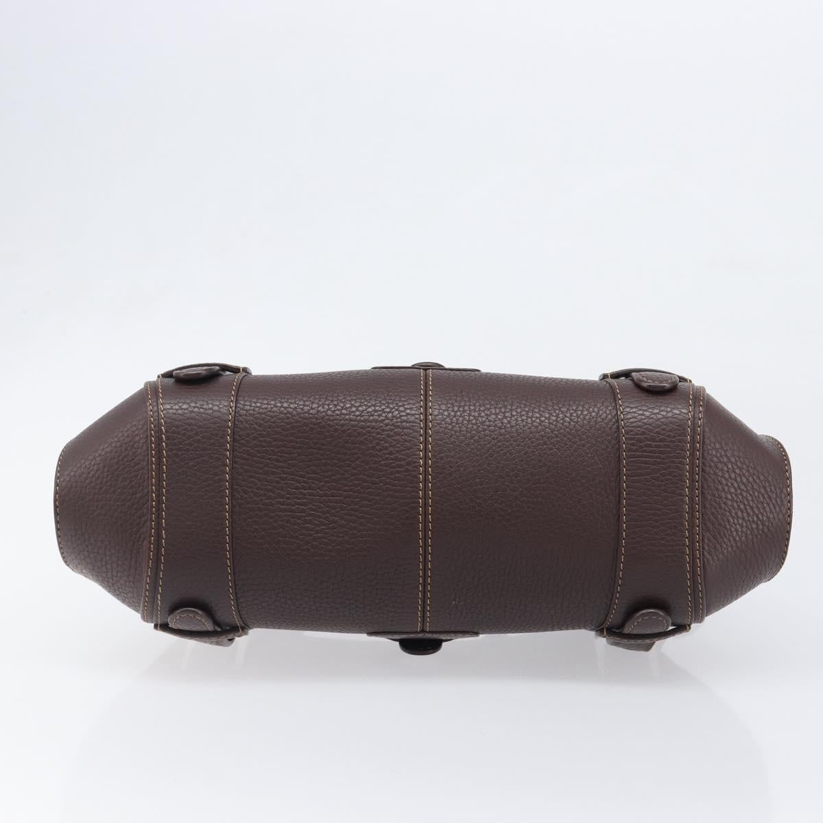 LOEWE Sender Hand Bag Leather Brown Silver Auth 200818V