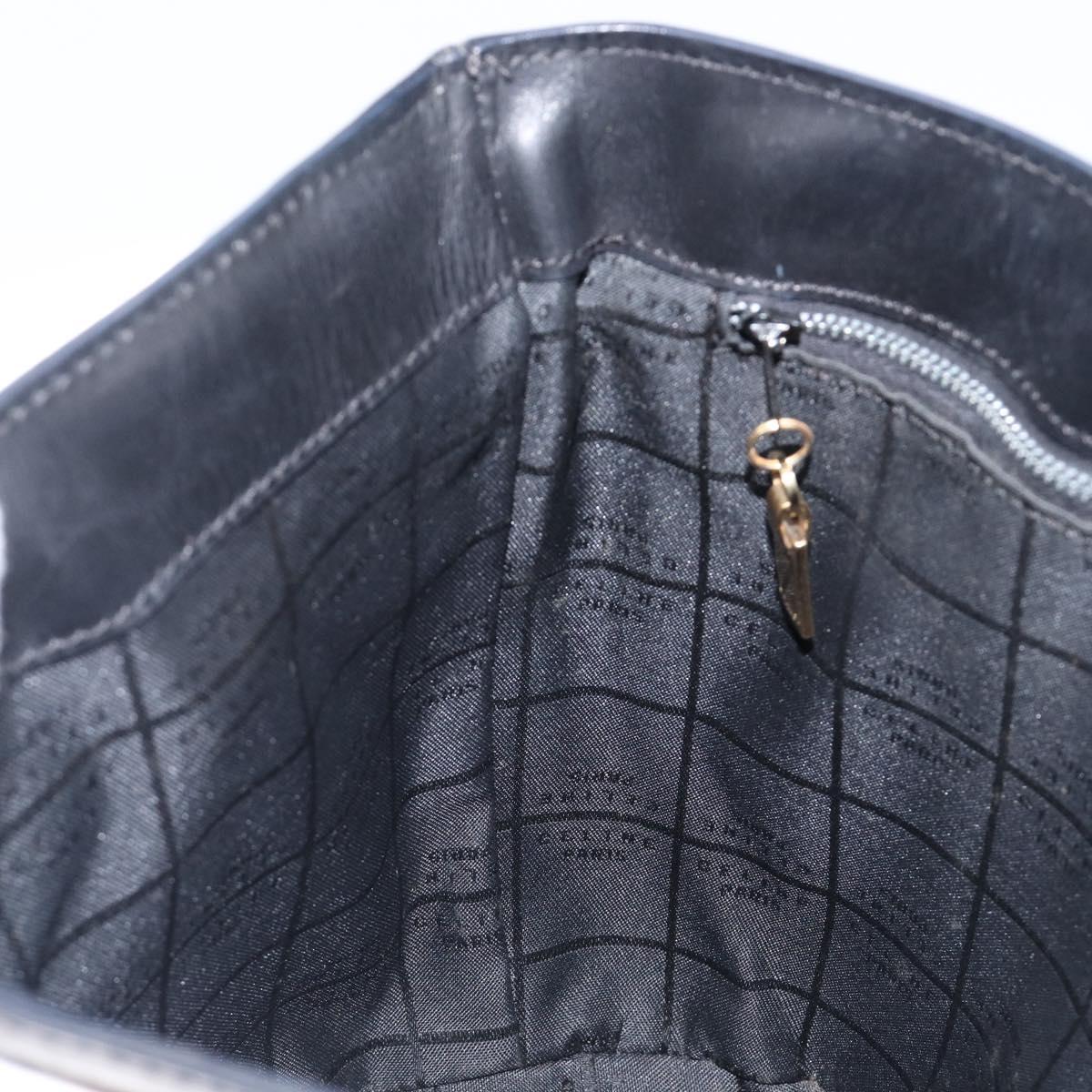 CELINE Shoulder Bag Leather Black Gold Tone Auth 200820A