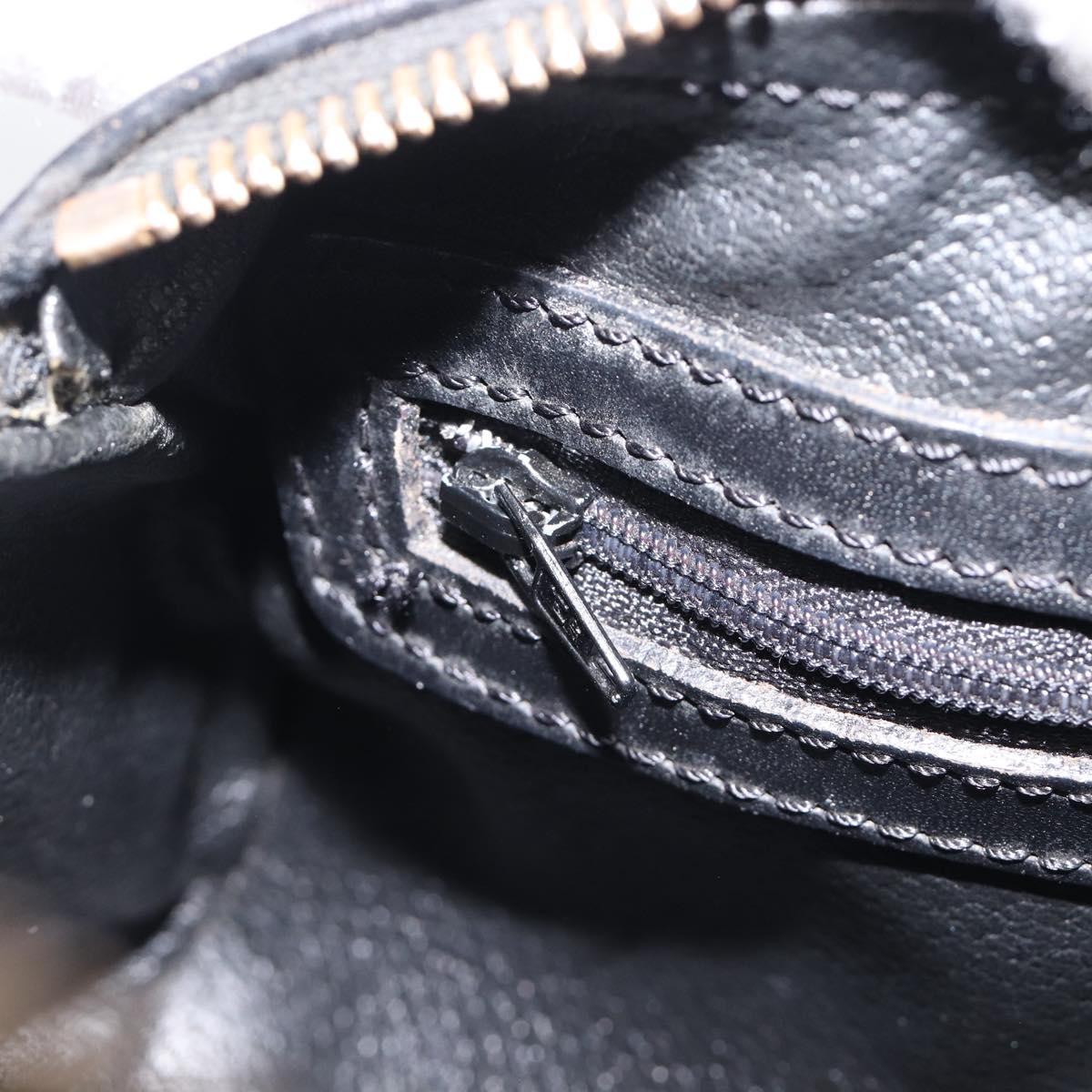 CELINE Macadam Hand Bag PVC Leather Black Gold Tone Auth 200823