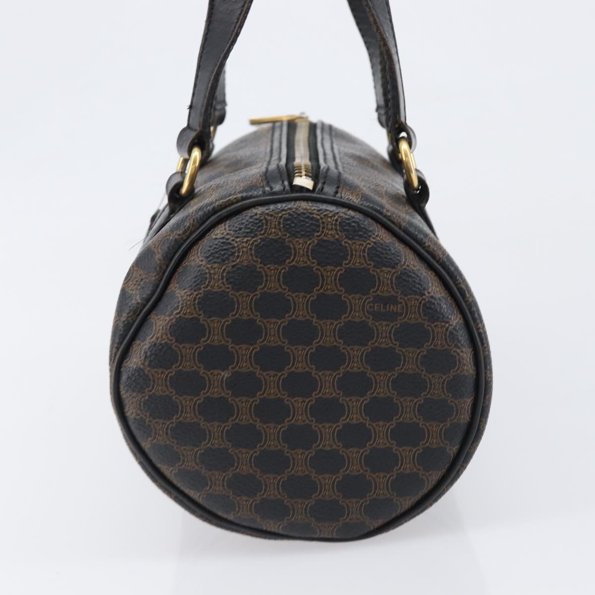 CELINE Macadam Hand Bag PVC Leather Black Gold Tone Auth 200823