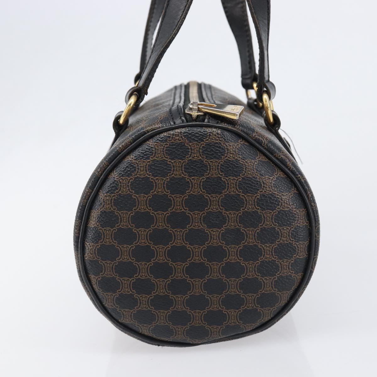CELINE Macadam Hand Bag PVC Leather Black Gold Tone Auth 200823