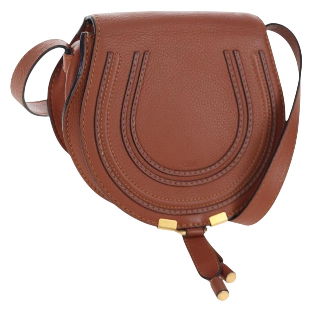 Chloe Shoulder Bag Leather Brown Gold Auth 200824V
