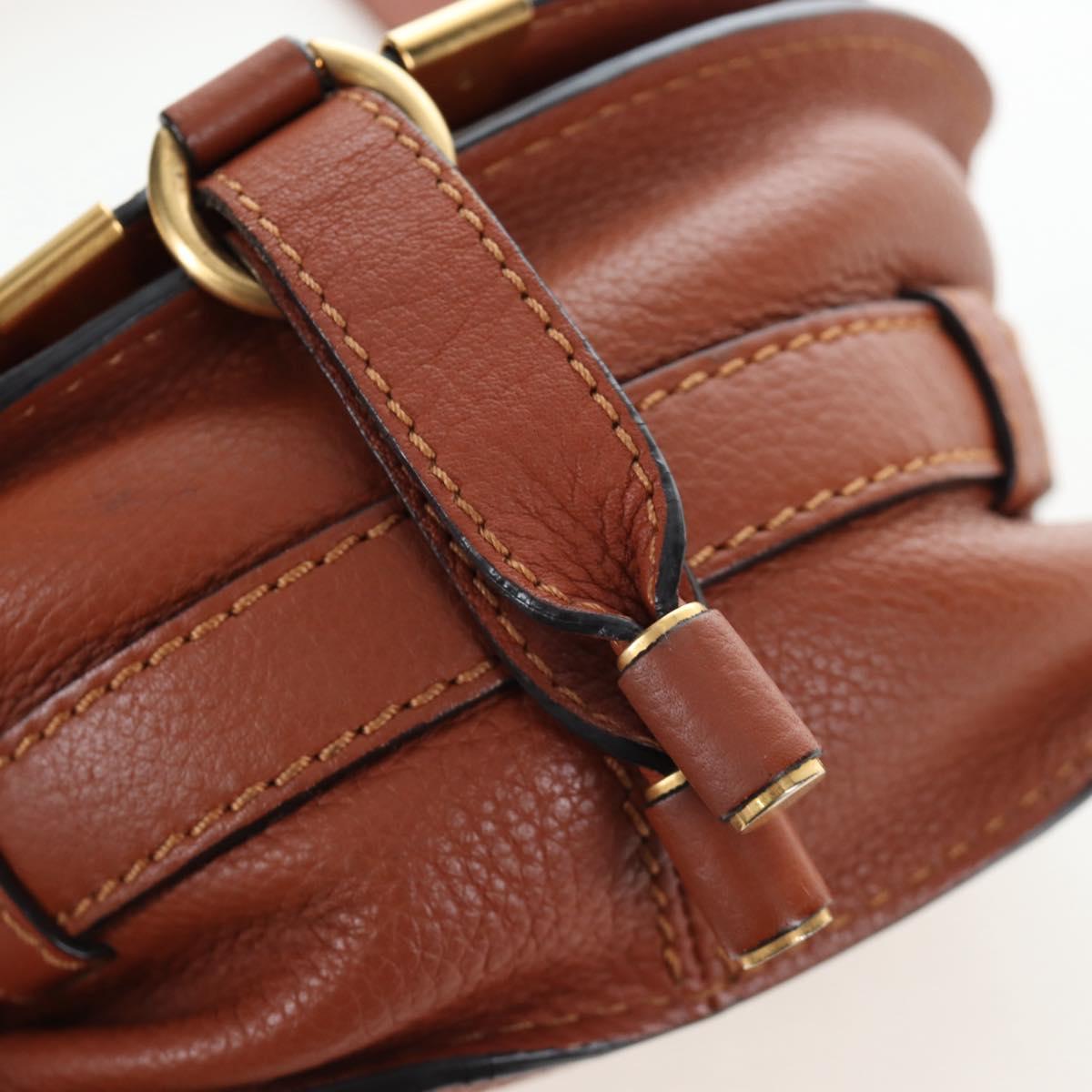 Chloe Shoulder Bag Leather Brown Gold Auth 200824V