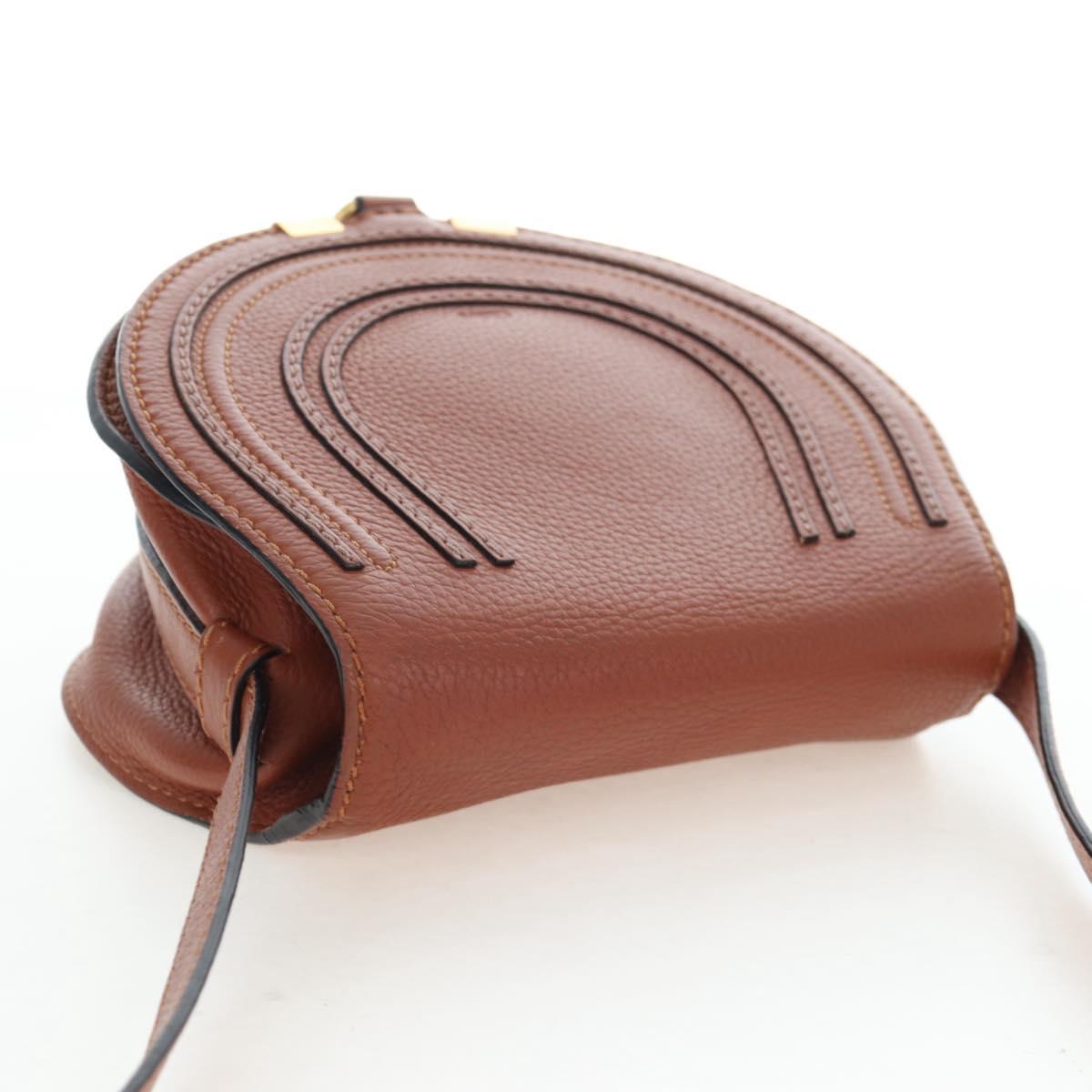 Chloe Shoulder Bag Leather Brown Gold Auth 200824V