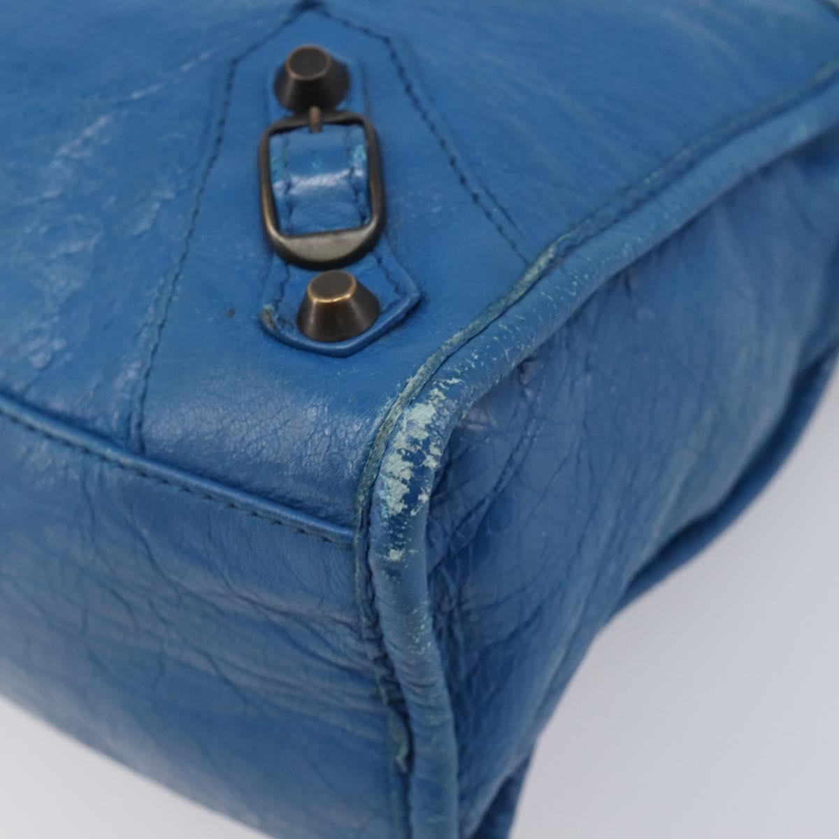 BALENCIAGA Classic City Hand Bag Leather 2way Blue 431621 Auth 200825V