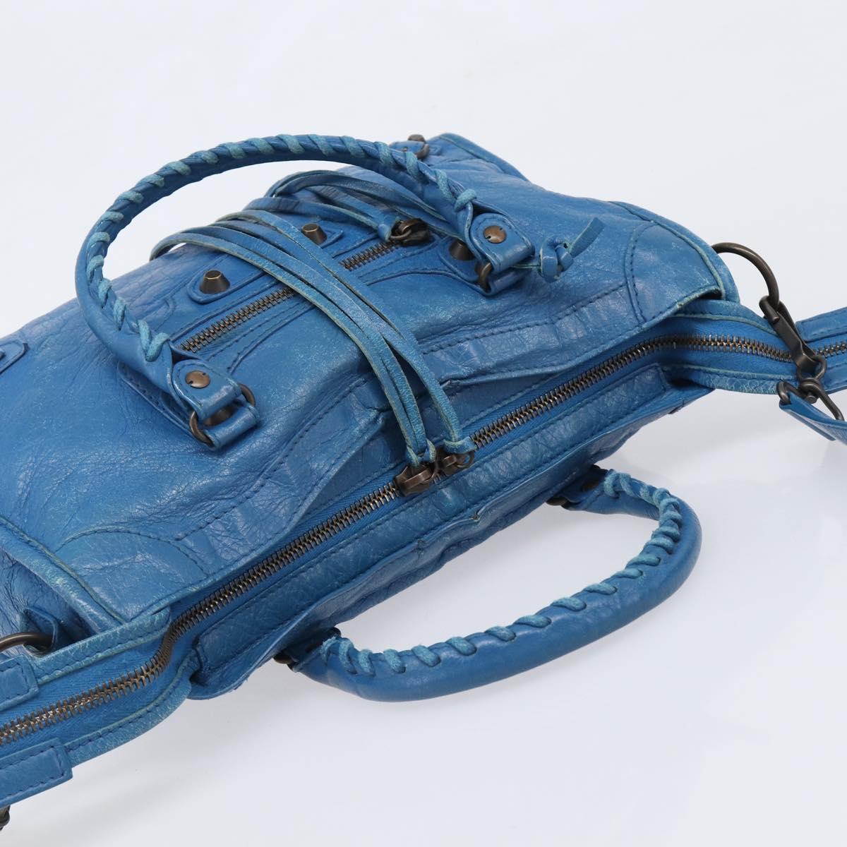 BALENCIAGA Classic City Hand Bag Leather 2way Blue 431621 Auth 200825V