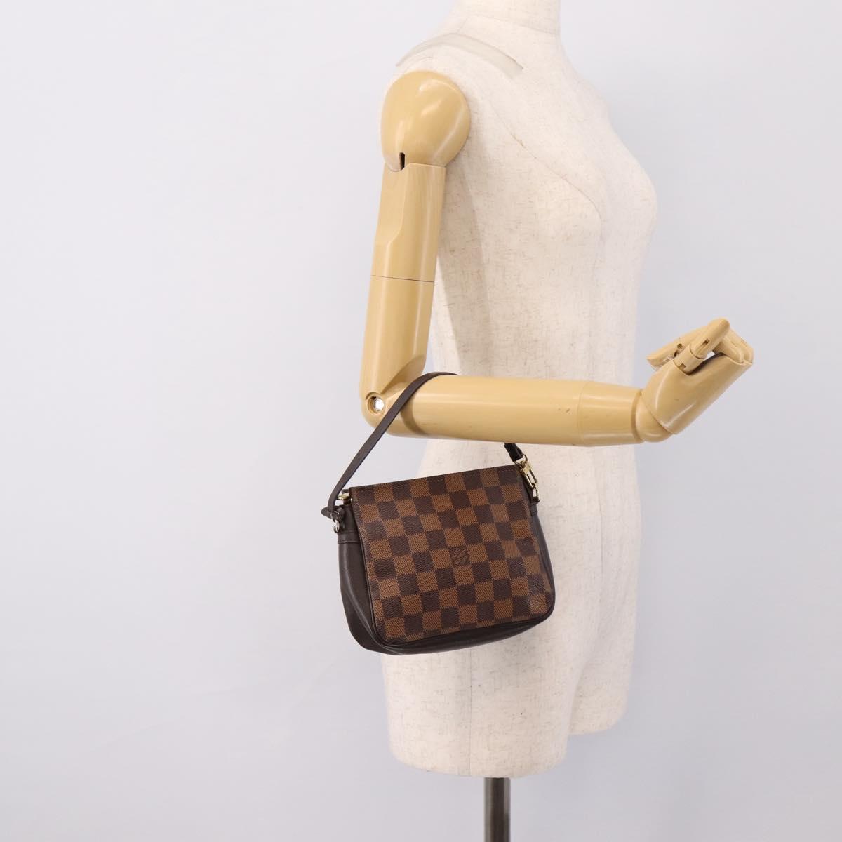 LOUIS VUITTON Damier Ebene Trousse Make Up Pouch N51982 LV Auth 200828