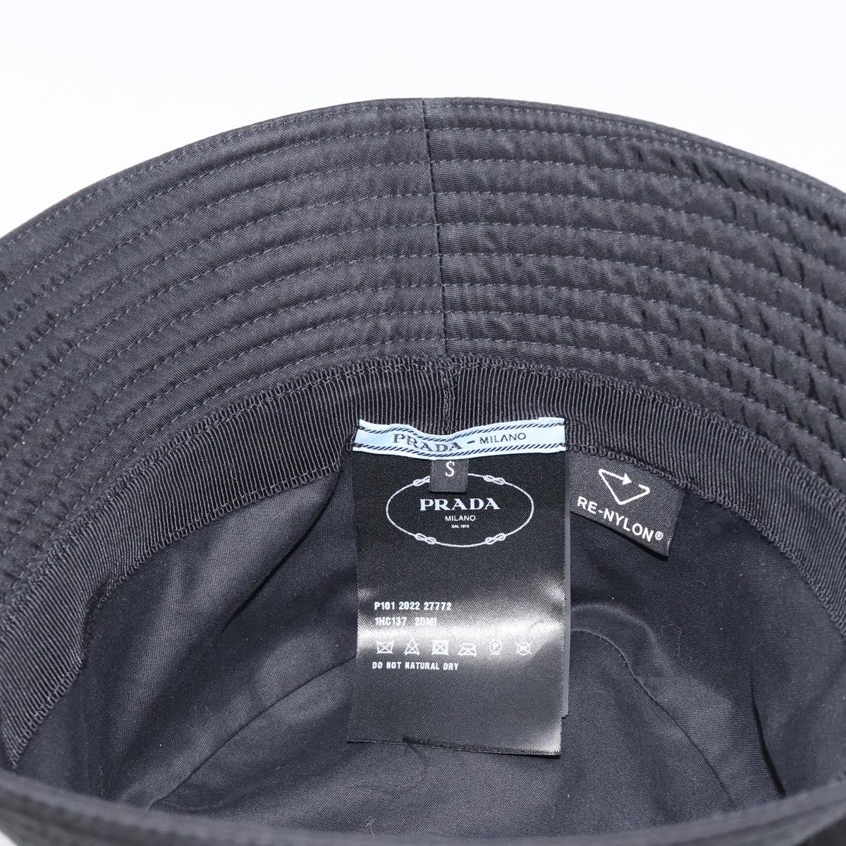 PRADA Bucket Hat Nylon Black Silver Auth 200831V