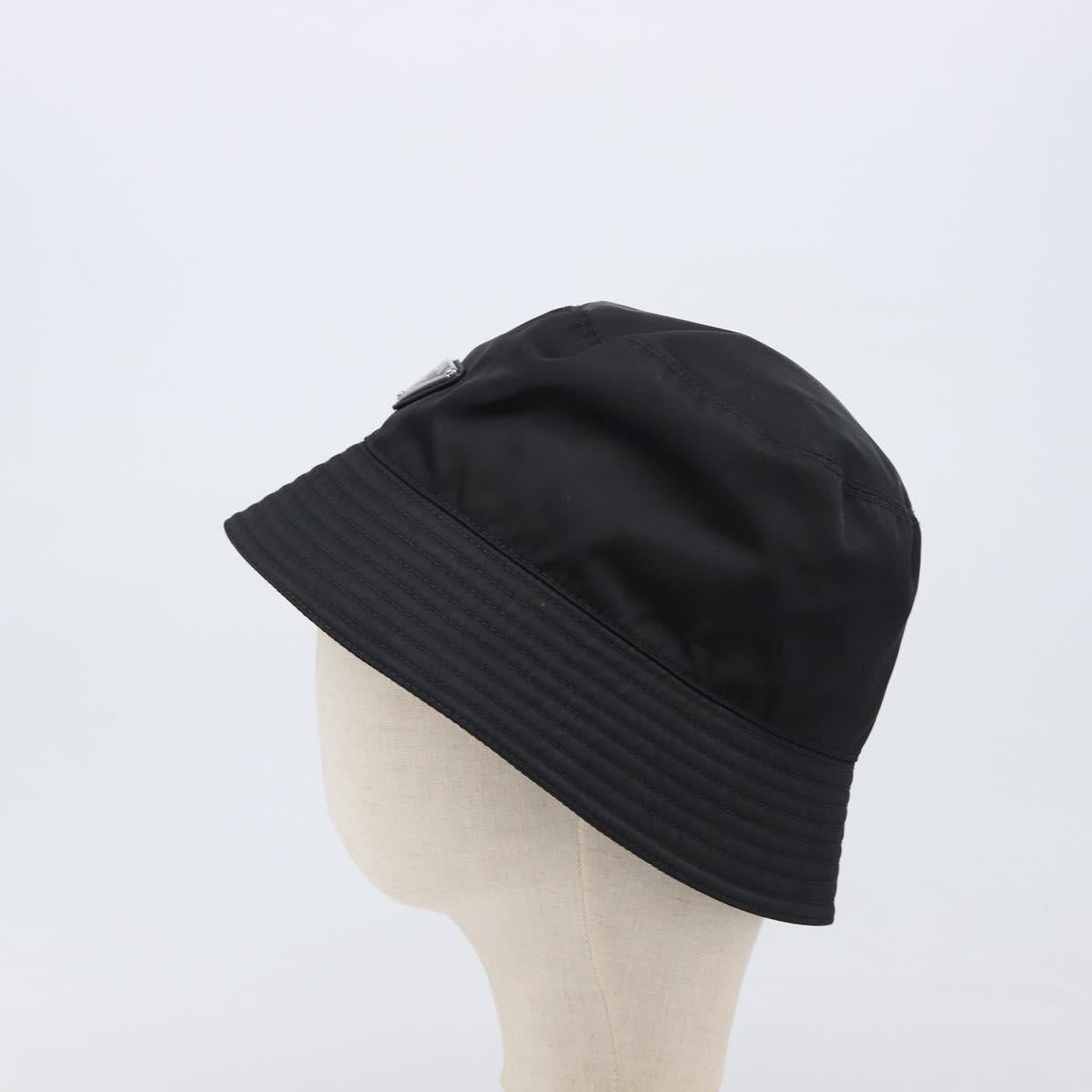 PRADA Bucket Hat Nylon Black Silver Auth 200831V