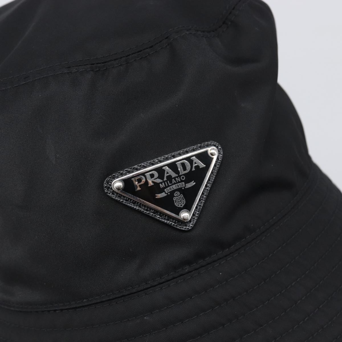 PRADA Bucket Hat Nylon Black Silver Auth 200831V