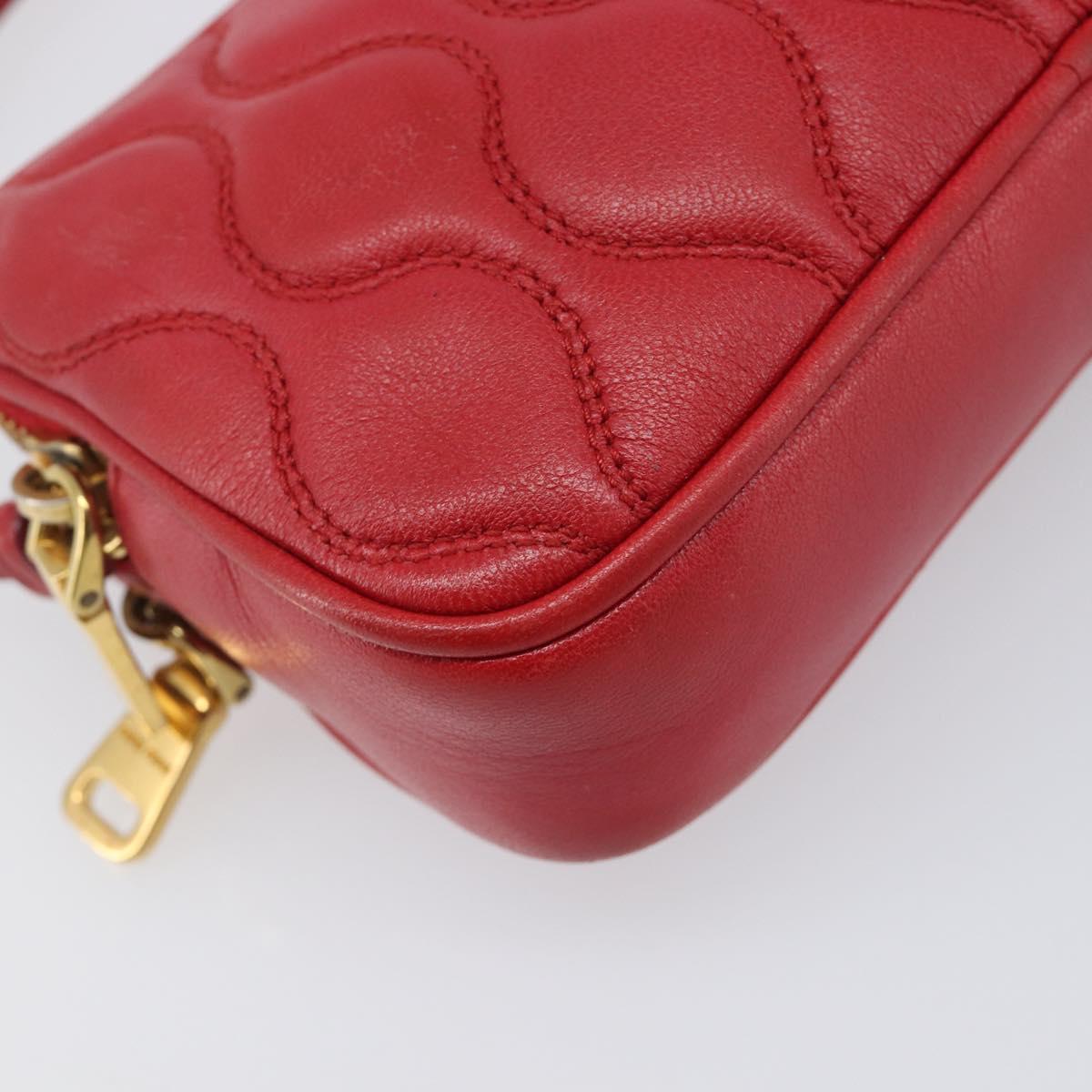 Miu Miu Pouch Leather Red Gold Tone Auth 200834V