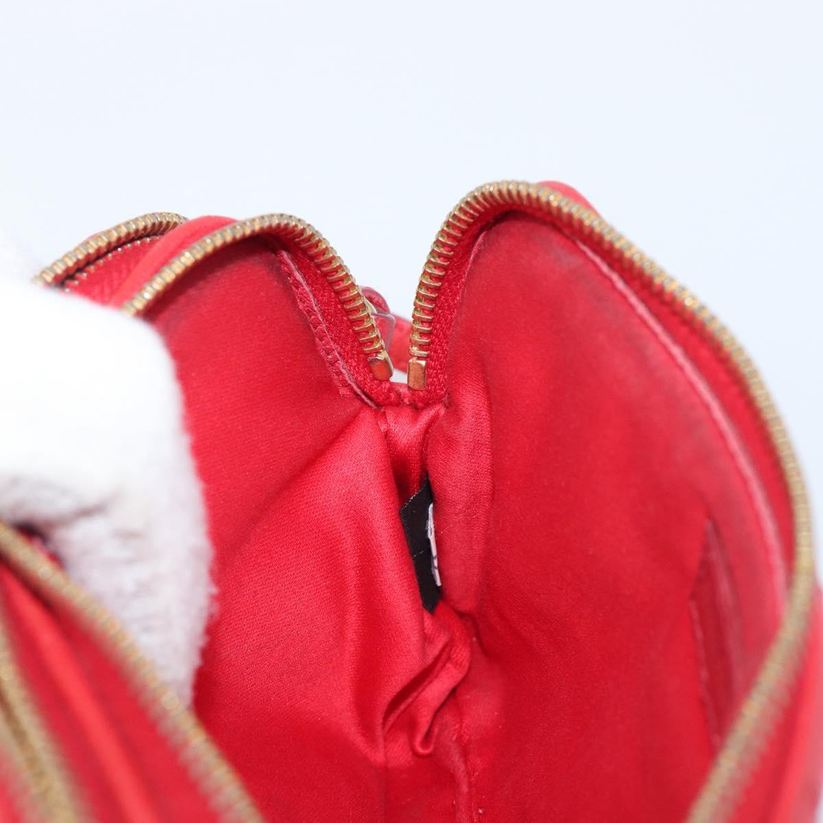 Miu Miu Pouch Leather Red Gold Tone Auth 200834V