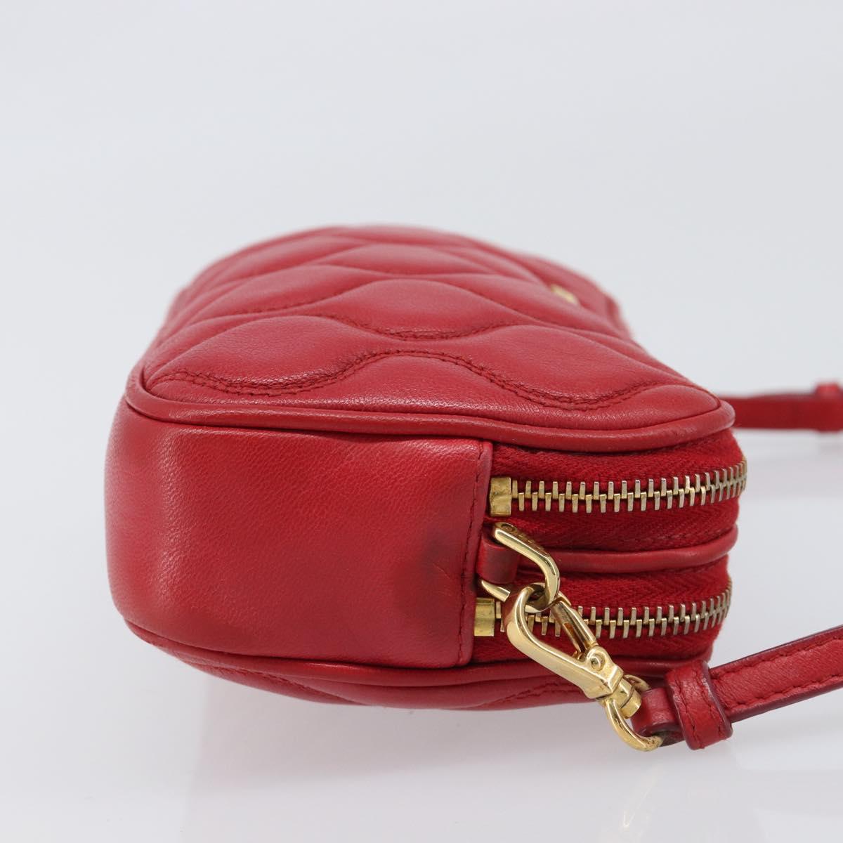 Miu Miu Pouch Leather Red Gold Tone Auth 200834V