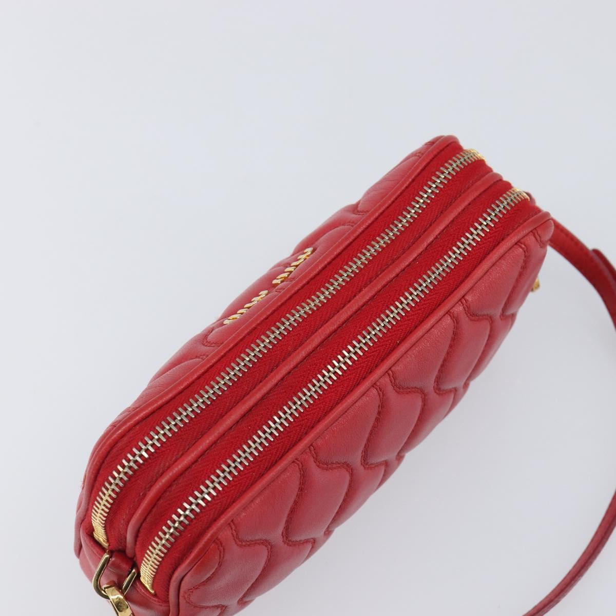 Miu Miu Pouch Leather Red Gold Tone Auth 200834V