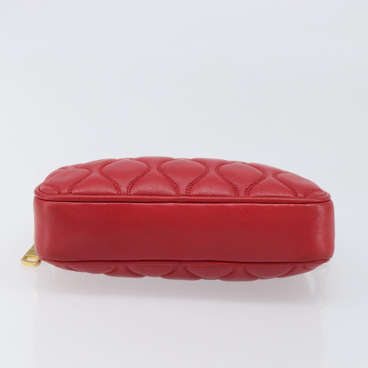 Miu Miu Pouch Leather Red Gold Tone Auth 200834V