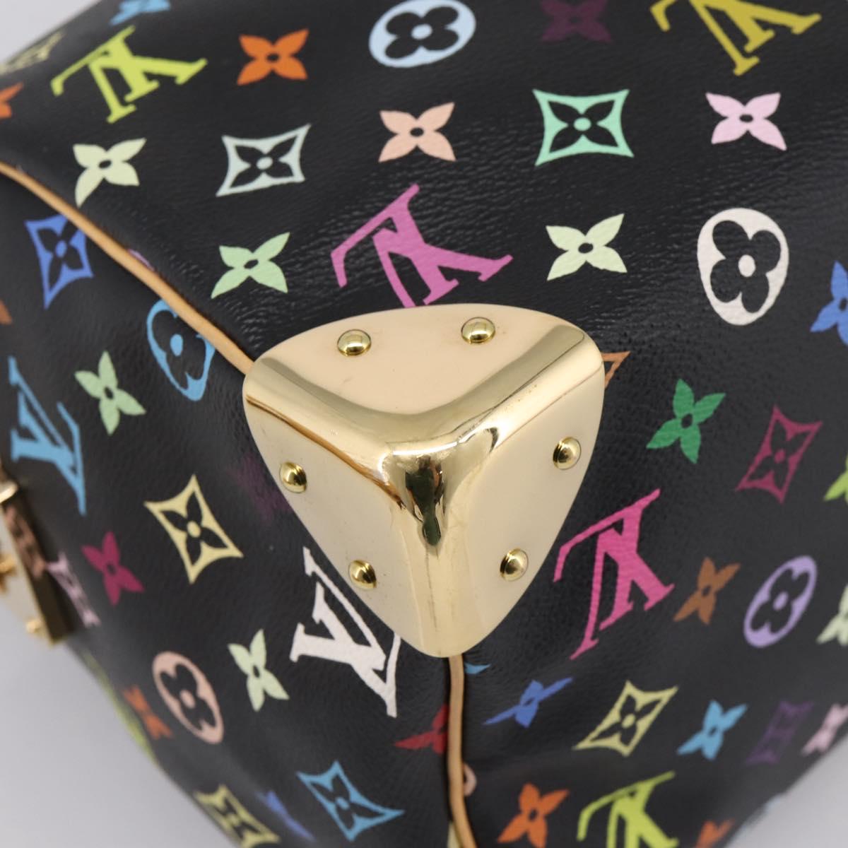 LOUIS VUITTON Monogram Multicolor Speedy 30 Hand Bag Black M92642 Auth 200842SAV