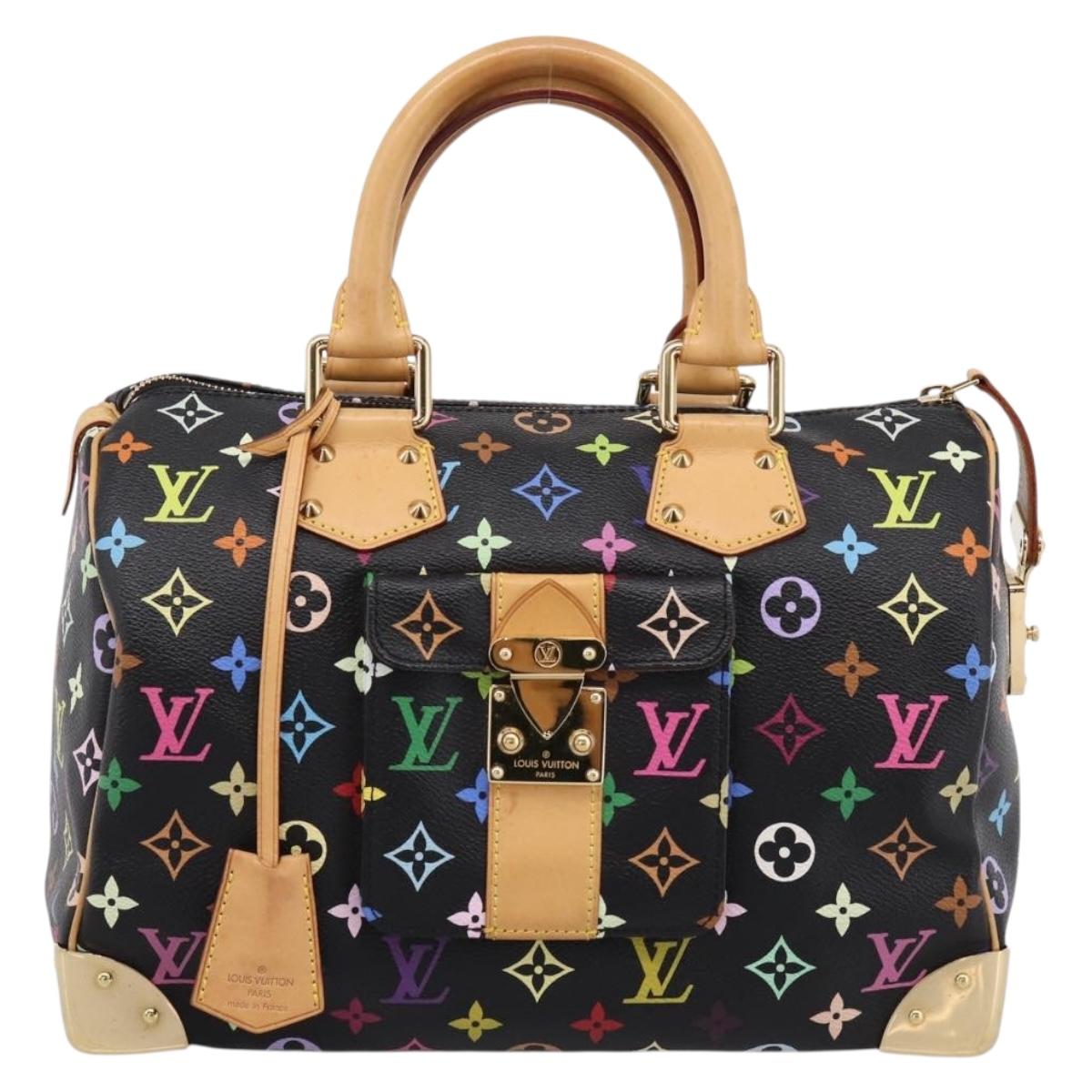 LOUIS VUITTON Monogram Multicolor Speedy 30 Hand Bag Black M92642 Auth 200842SAV