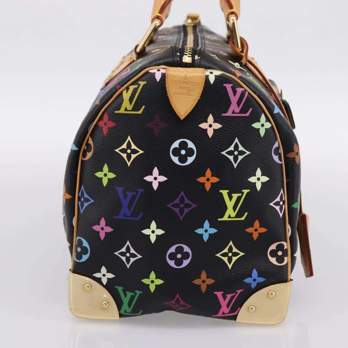 LOUIS VUITTON Monogram Multicolor Speedy 30 Hand Bag Black M92642 Auth 200842SAV